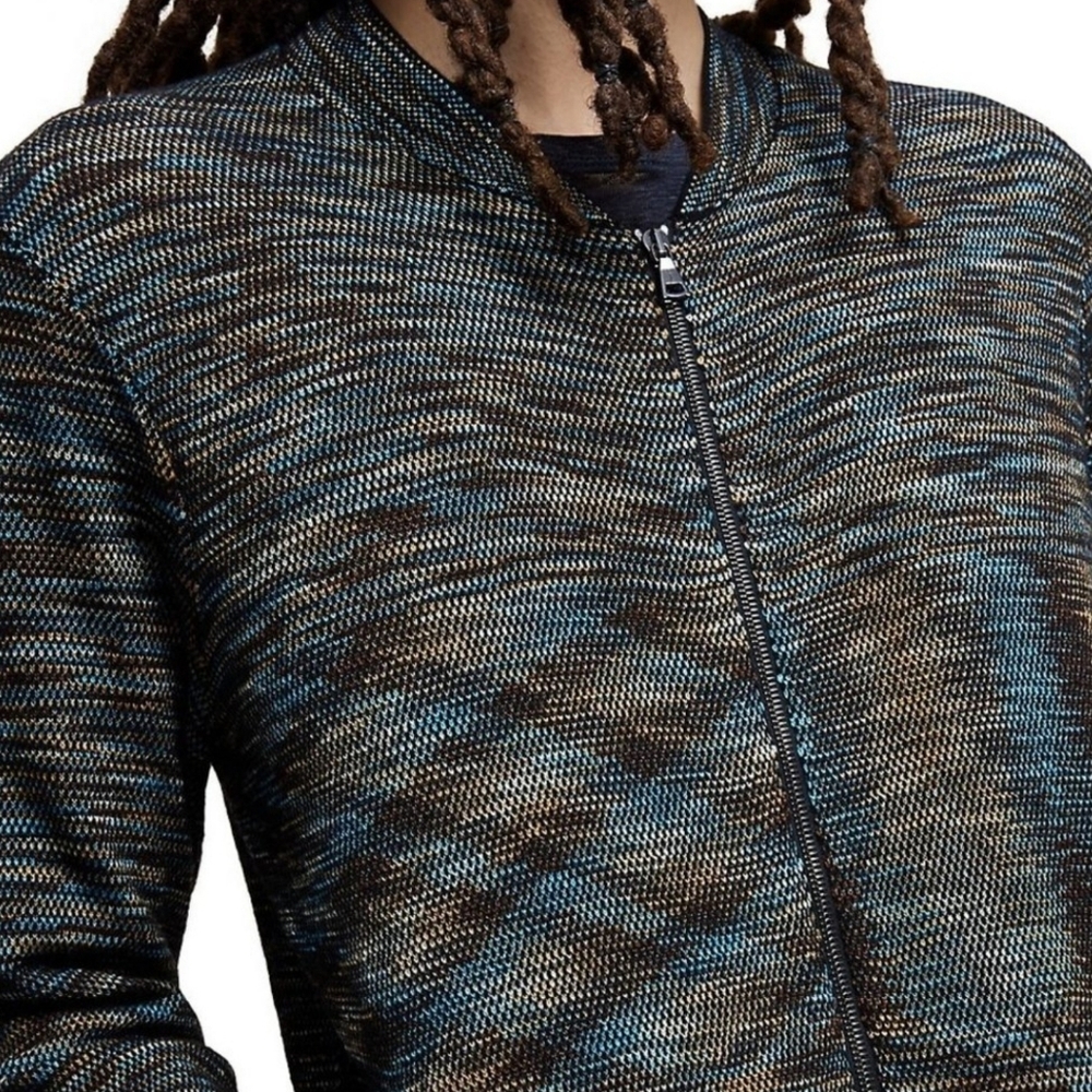 John Varvatos Collection Men's Sylvan Baseball Jacket Space Dyed Blue Topaz M - Picture 3 of 16